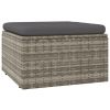 8 Piece Patio Lounge Set with Cushions Gray Poly Rattan