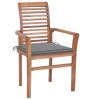 Dining Chairs 4 pcs with Gray Cushions Solid Teak Wood