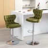 Swivel Velvet Barstools Adjusatble Seat Height from 25-33 Inch, Modern Upholstered Chrome base Bar Stools with Backs Comfortable Tufted for Home Pub a