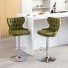 Swivel Velvet Barstools Adjusatble Seat Height from 25-33 Inch, Modern Upholstered Chrome base Bar Stools with Backs Comfortable Tufted for Home Pub a