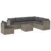 8 Piece Patio Lounge Set with Cushions Gray Poly Rattan