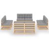 8 Piece Patio Lounge Set with Cushions Solid Wood Pine