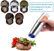 Gravity Electric Pepper and Salt Grinder Set; Adjustable Coarseness; Battery Powered with LED Light; One Hand Automatic Operation; Stainless Steel Bla