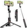 Portable 44 Inch Selfie Stick Phone Tripod With Wireless Remote Control Expandable Smartphone Tripod Stand; 360 Degree Rotation Compatible With IPhone