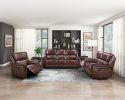 Double Reclining Loveseat Brown Leather Luxurious Comfort Style Living Room Furniture 1pc