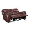 Double Reclining Loveseat Brown Leather Luxurious Comfort Style Living Room Furniture 1pc