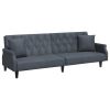 Sofa Bed with Armrests Dark Gray Velvet