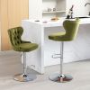 Swivel Velvet Barstools Adjusatble Seat Height from 25-33 Inch, Modern Upholstered Chrome base Bar Stools with Backs Comfortable Tufted for Home Pub a