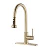 Stainless Steel Pull Down Kitchen Faucet with Soap Dispenser Brushed Gold