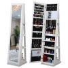 360° Rotating Jewelry Armoire with Lockable Full Length Mirror Large Capacity Jewelry Organizer Armoire