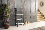 Leon 5 Tier Modern Ladder Bookshelf Organizers, Metal Frame Bookshelf for Small Spaces in Your Living Rooms, Office Furniture Bookcase, White