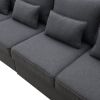 [VIDEO provided] [New] 104" 4-Seater Modern Linen Fabric Sofa with Armrest Pockets and 4 Pillows,Minimalist Style Couch for Living Room, Apartment, Of