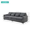 [VIDEO provided] [New] 104" 4-Seater Modern Linen Fabric Sofa with Armrest Pockets and 4 Pillows,Minimalist Style Couch for Living Room, Apartment, Of