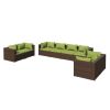 8 Piece Patio Lounge Set with Cushions Poly Rattan Brown