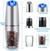 Gravity Electric Pepper and Salt Grinder Set; Adjustable Coarseness; Battery Powered with LED Light; One Hand Automatic Operation; Stainless Steel Bla