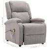 Massage Recliner Light Gray Fabric