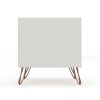 Manhattan Comfort Rockefeller 1.0 Mid-Century Modern Nightstand w/ 1-Drawer in Off White & Nature