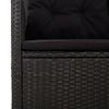 Reclining Patio Bench with Cushions Black 68.1" Poly rattan