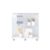 Two-door Glass Display Cabinet 2 Shelves with Door, Floor Standing Curio Bookshelf for Living Room Bedroom Office, 33.35"*31.69"*14.37",White