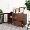 48.8" Sideboard with 2 Glass Door Cabinet 3 Drawer , brown