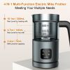 Frother for Coffee, Milk Frother, 4 IN 1 Automatic Hot and Cold Foam Maker, BIZEWO Stainless Steel Milk Steamer for Latte, Cappuccinos, Macchiato, Hot