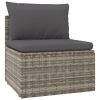 8 Piece Patio Lounge Set with Cushions Gray Poly Rattan