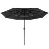 10Ft 3-Tiers 32LEDS Patio Umbrella Beige