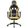 Gaming Chair with Footrest Black and Gold Faux Leather