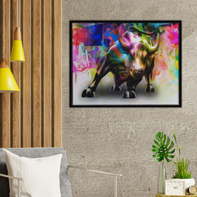 Charging Bull Art Print (Color: Multi, size: 16Lx24Wx1.25H)