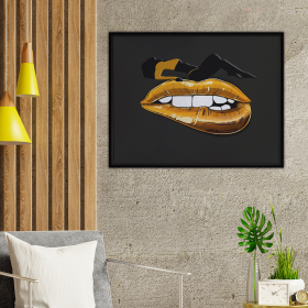 Golden Lips Art Print (Color: Multi, size: 16Lx24Wx1.25H)