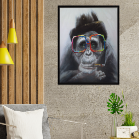 Smokey Monkey Art Print (Color: Multi, size: 24Lx16Wx1.25H)