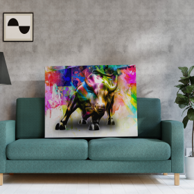 Charging Bull Art Print (Color: Multi, size: 18Lx24Wx1.5H)