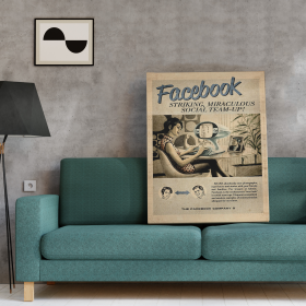 Facebook Art Print (Color: Multi, size: 24Lx18Wx1.5H)