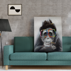 Smokey Monkey Art Print (Color: Multi, size: 24Lx18Wx1.5H)