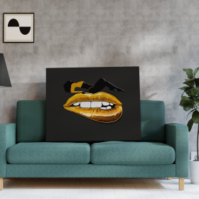 Golden Lips Art Print (Color: Multi, size: 24Lx36Wx1.5H)