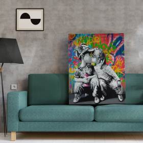 The first kiss Art Print (Color: Multi, size: 48Lx32Wx1.5H)