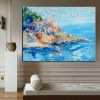 Handmade Oil Painting Floral Ocean Painting Italy Amalfi Seascape Painting Colorful flower Positano Coast Impasto painting Frameless Only Canvas