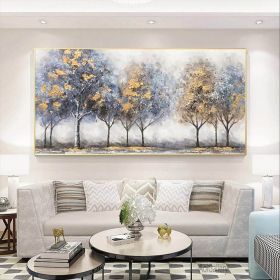 Handmade Oil Painting Home Decor Original 100% Hand Painted Landscape Golden Trees Gold Forest Scenery Oil Paintings Handmade Tree Life Wall Art Decor (style: 1, size: 100x150)