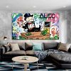 Hand Painted Oil Painting Street Oil Painting Wall Art Canvas Alec Monopoly Painting Street Art Modern Living Room Hallway Bedroom Luxurious Decorativ