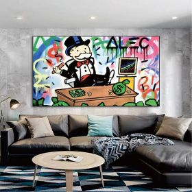 Hand Painted Oil Painting Street Oil Painting Wall Art Canvas Alec Monopoly Painting Street Art Modern Living Room Hallway Bedroom Luxurious Decorativ (style: 1, size: 100x150cm)