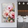 Handmade Oil Painting Original Flower Oil Painting on Canvas Large Wall Art Abstract Pink Floral Wall Art Living Room Decor Custom Painting Home Decor