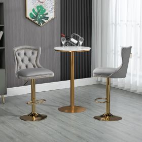 COOLMORE Bar Stools with Back and Footrest Counter Height Dining Chairs 2PC/SET (Color: grey)