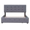 Upholstered Platform Bed with Classic Headboard and 4 Drawers;  No Box Spring Needed;  Linen Fabric;  Queen Size