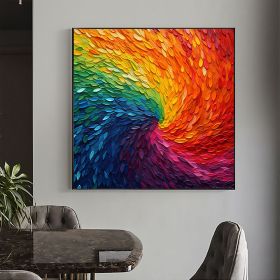 Handmade Oil Painting Original Colorful Oil Painting on Canvas Large Wall Art Abstract Textured Art Custom Rainbow Feather Painting Living room Wall D (style: 1, size: 100x100cm)