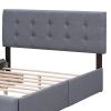 Upholstered Platform Bed with Classic Headboard and 4 Drawers;  No Box Spring Needed;  Linen Fabric;  Queen Size