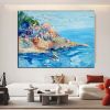 Handmade Oil Painting Floral Ocean Painting Italy Amalfi Seascape Painting Colorful flower Positano Coast Impasto painting Frameless Only Canvas