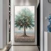 Hand Painted Oil Painting Original Tree Oil Painting on Canvas Extra Large Wall Art Abstract Minimalist Art Tree Wall Art Custom Painting Blue Decor L