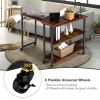 360¬∞ Free Rotating Sofa Side Table with Storage Shelves and Casters