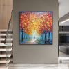 Hand Painted Oil Painting Abstract Romantic Forest Oil Painting On Canvas Large Wall Art Original Yellow Tree Landscape Art Custom Modern Living Room