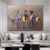 Hand Painted Oil Painting Abstract Colorful Zebra Living Room Hallway Bedroom Luxurious Decorative Painting